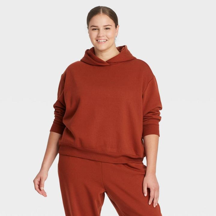 Women's Plus Size Hooded Sweatshirt - A New Day Dark Brown