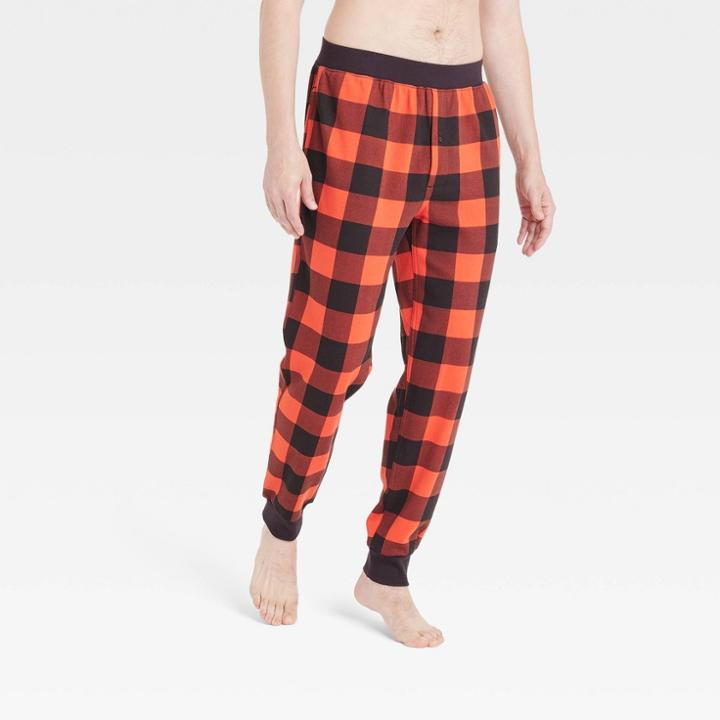 Men's Buffalo Plaid Knit Jogger Pajama Pants - Goodfellow & Co Red