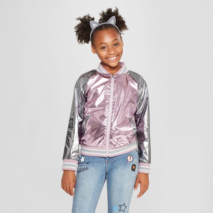 Girls' Shine Bomber Jacket - Cat & Jack Purple