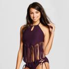 Women's Fringe High Neck Tankini Top - Mossimo Chocolate Cherry