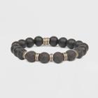 Men's Semi-precious Stone Beaded Bracelet - Goodfellow & Co Black One Size,