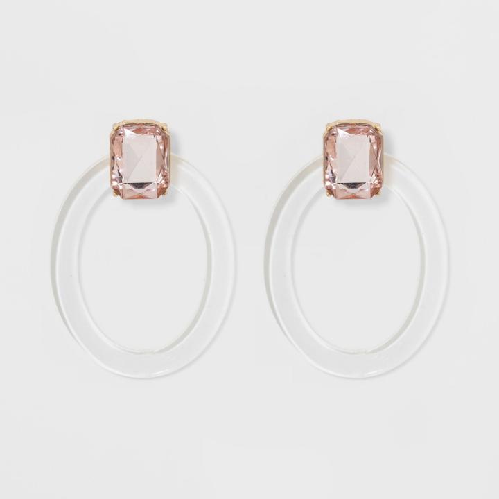 Sugarfix By Baublebar Crystal Studs Resin Hoop Earrings - Blush Peach, Girl's