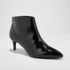 Women's Dominique Patent Pointed Kitten Heel Wide Width Booties - A New Day Black Patent 8w,
