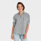 Women's Long Sleeve Gauze Button-down Shirt - Universal Thread Green Plaid