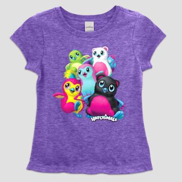 Spin Master Girls' Hatchimals Short Sleeve T-shirt - Purple Heather