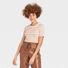 Women's Striped Short Sleeve Rib T-shirt - A New Day