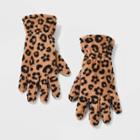 Girls' Leopard Print Fleece Gloves - Cat & Jack Brown