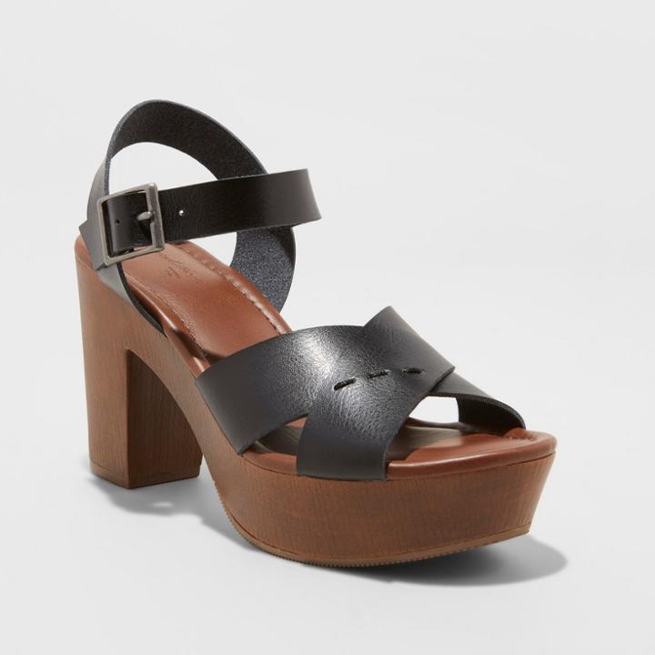 Women's Estella Crossband Wood Platform Pumps - Universal Thread Black