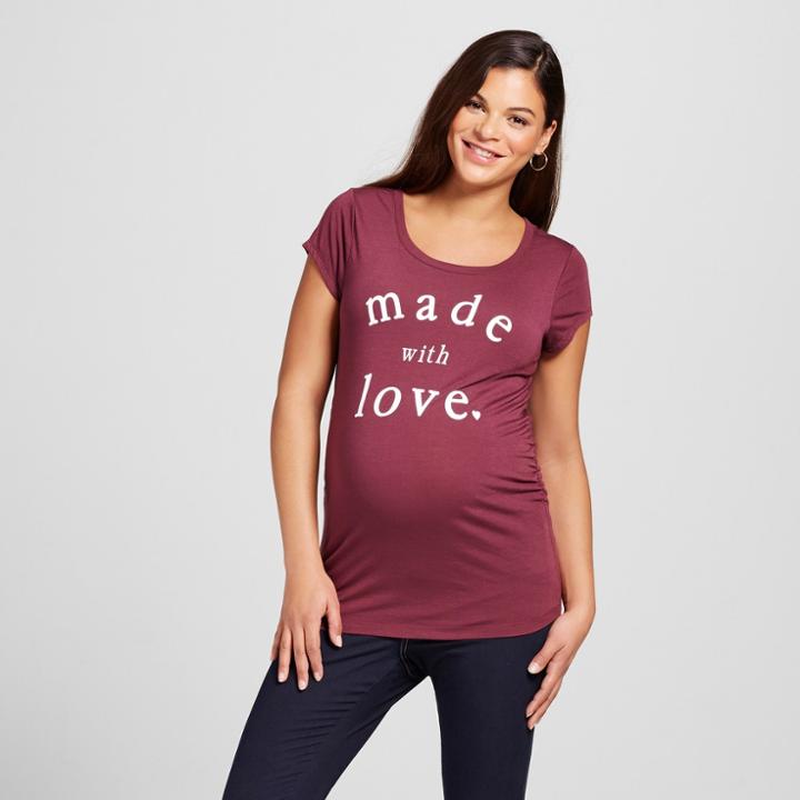 Maternity Short Sleeve Made With Love T-shirt Purple M - Grayson Threads