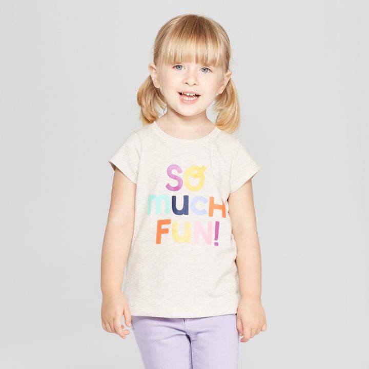Toddler Girls' So Much Fun Short Sleeve T-shirt - Cat & Jack Oatmeal