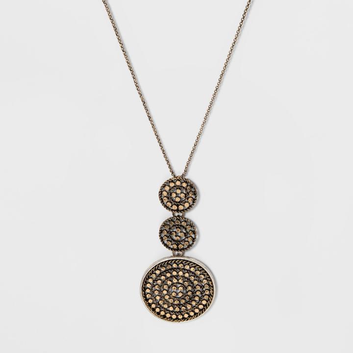 Target Pendant With Textured Graduated Size Circle Discs Necklace - Universal Thread Gold