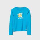 Speedo Girls' Floral Print Long Sleeve Rash Guard Swim Shirt - Blue