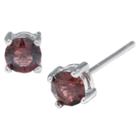 Target Silver Plated Brass Burgundy Stud Earrings With Crystals From Swarovski (4mm), Women's,
