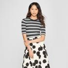 Women's Striped Elbow Sleeve Crew Sweater - Who What Wear Gray Xxl, Gray