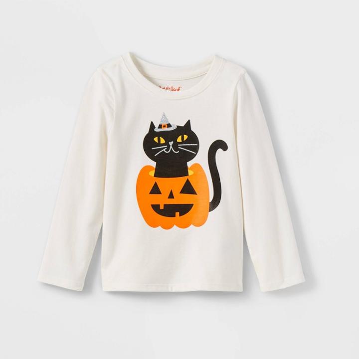 Toddler Girls' Cat Long Sleeve Graphic T-shirt - Cat & Jack Cream