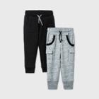 Toddler Boys' 2pk Jogger Pants - Cat & Jack Gray/black 12m, Black/gray