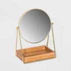 Vanity Mirror With Wooden Tray Jewelry Storage Organizer - A New Day Gold