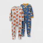 Baby Boys' Construction Tiger Fleece Footed Pajama - Just One You Made By Carter's Gray/blue