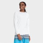 Men's Regular Fit Long Sleeve Rash Guard Swim Shirt - Goodfellow & Co White