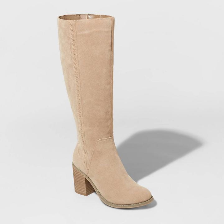 Women's Sunset Microsuede Riding Boots - Universal Thread Taupe