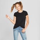 Girls' Tie Front Knit T-shirt - Art Class Black