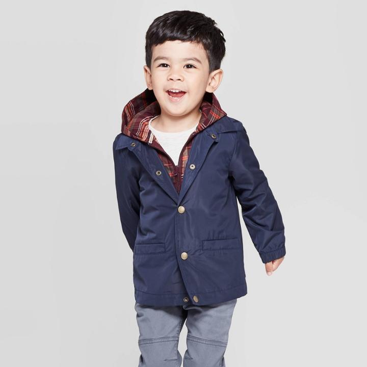 Toddler Boys' 2-in-1 Windbreaker Jacket - Cat & Jack Navy/plaid 3t, Boy's, Blue