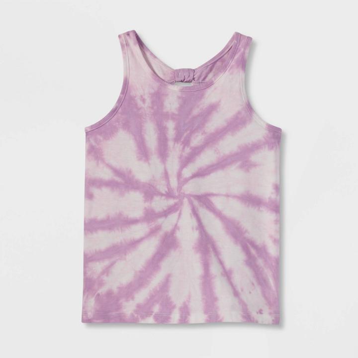Girls' Tie-back Tie-dye Tank Top - Cat & Jack Purple