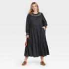 Women's Plus Size Balloon Long Sleeve Tiered Dress - Universal Thread Gray