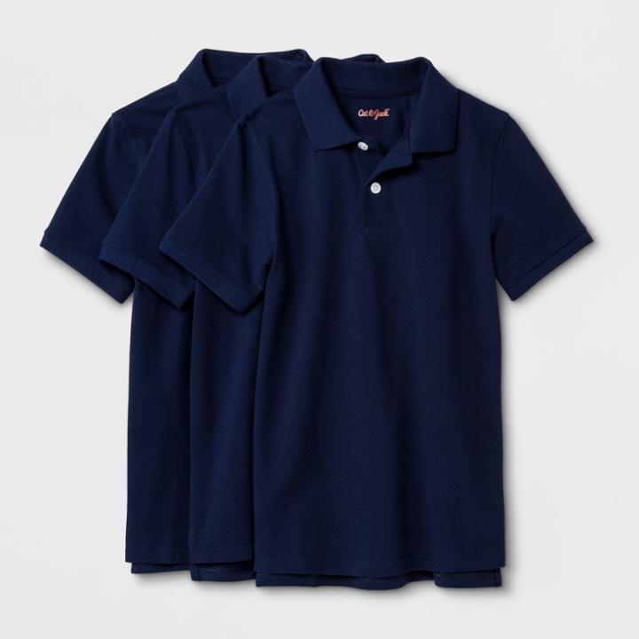 Boys' 3pc Short Sleeve Pique Uniform Polo Shirt - Cat & Jack Navy (blue)