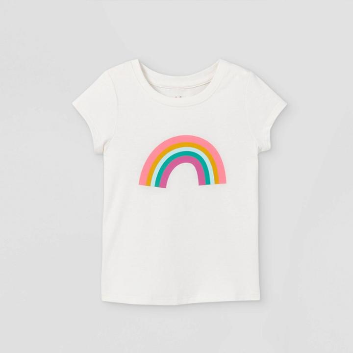 Toddler Girls' Rainbow Short Sleeve Graphic T-shirt - Cat & Jack Cream