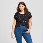 Women's Plus Size Desert Night Cactus Short Sleeve Crew Neck T-shirt - Modern Lux (juniors') - Black