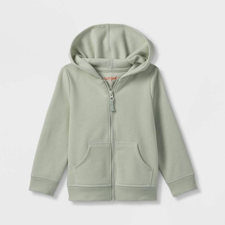 Toddler Girls' Solid Fleece Zip-up Hoodie - Cat & Jack Green