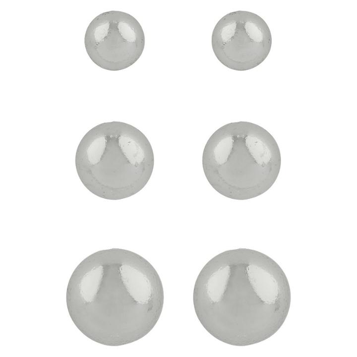 Distributed By Target Sterling Silver Button Trio Ball Earring -