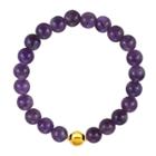 Prime Art & Jewel Genuine Amethyst With 18k Gold Over Fine Silver Plated Bronze Accent Beaded Stretch Bracelet