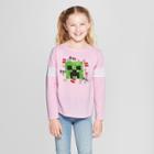 Plus Size Girls' Minecraft Graphic Long Sleeve T-shirt - Pink