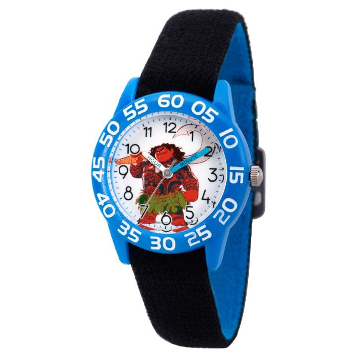 Boys' Disney Moana, Maui Blue Plastic Time Teacher Watch - Black And Blue, Boy's