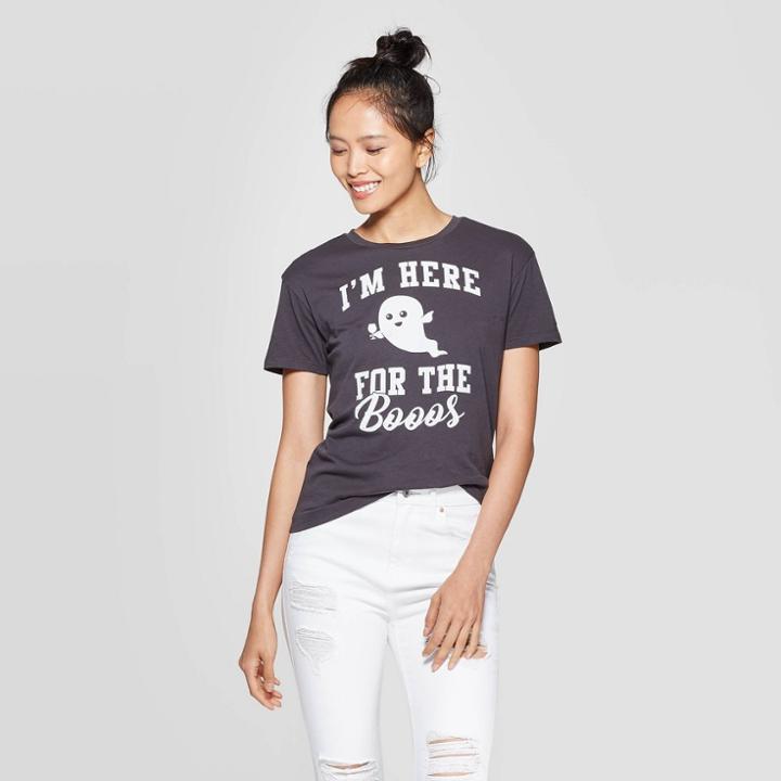 Petitewomen's Here For The Boos Short Sleeve T-shirt - Fifth Sun (juniors') - Black