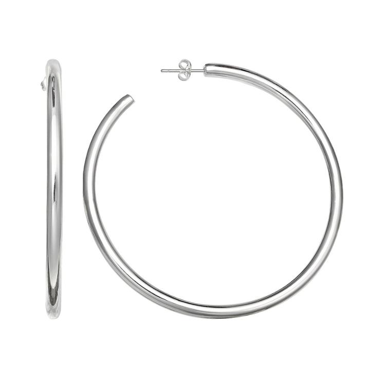 Target Women's Polished C-hoop Earrings In Silver Plate - Gray