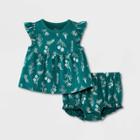 Baby Girls' Green Floral Top & Bottom Set - Cat & Jack Green