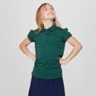 Girls' Short Sleeve Interlock Uniform Polo Shirt - Cat & Jack Green