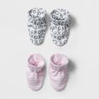 Baby Girls' 2pk Bootie Set Cloud Island - Pink/gray