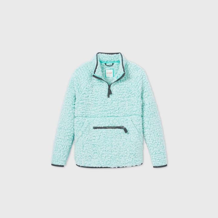Boys' Quarter Zip Sherpa Sweatshirt - Cat & Jack Turquoise