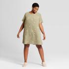 Women's Plus Size Floral Print T-shirt Shift Dress - Ava & Viv Olive