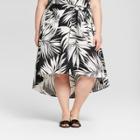 Women's Plus Size Palm Print Tie Front Midi Skirt - Who What Wear Black/white 22w, Black/white Palm Print