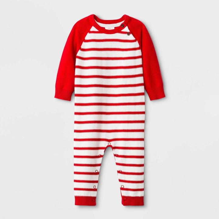 Baby Boys' Striped Sweater Romper - Cat & Jack Red Newborn, Boy's