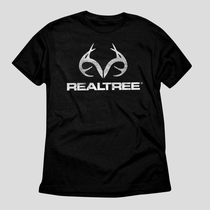 Men's Realtree White Logo Graphic T-shirt - Black