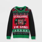 Well Worn Boys' Santa Sleighing The Game Pullover Sweater - Black