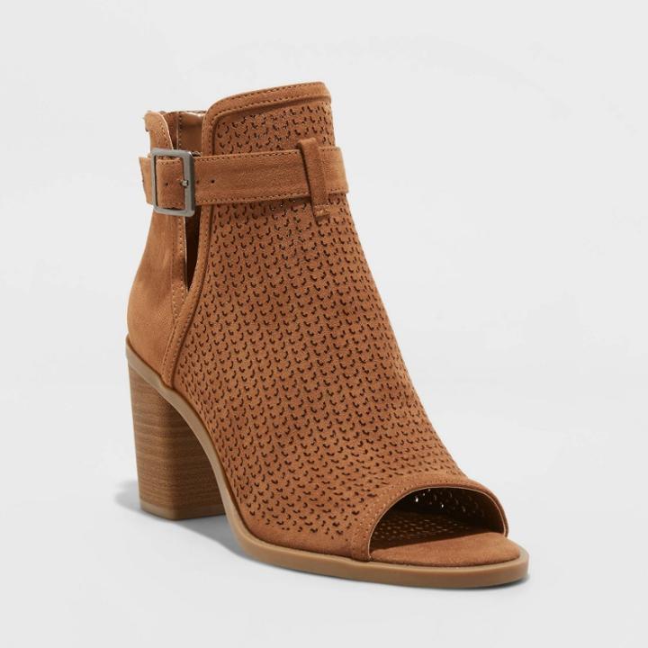 Women's Edith Open Toe Bootie Heels - Universal Thread Cognac