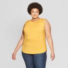 Women's Plus Size Short Sleeve Crew Neck Lace T-shirt - Ava & Viv Yellow