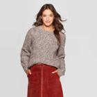 Women's Chunky Long Sleeve Crewneck Pullover Sweater - Universal Thread Brown